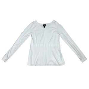 ARMANI JEANS *NWT Mint Condition* Small White V-Neck Long Sleeve Peplum Knit Top